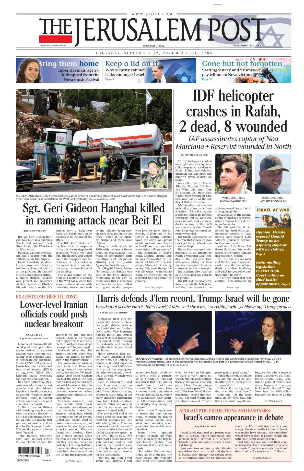 Prima-pagina-the jerusalem post-edizione-di-oggi-Array